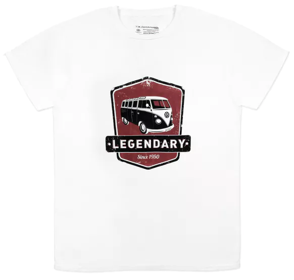 VOLKSWAGEN BUS VW T1 Bus Unisex T-Shirt (L) - Legendary/red&grey