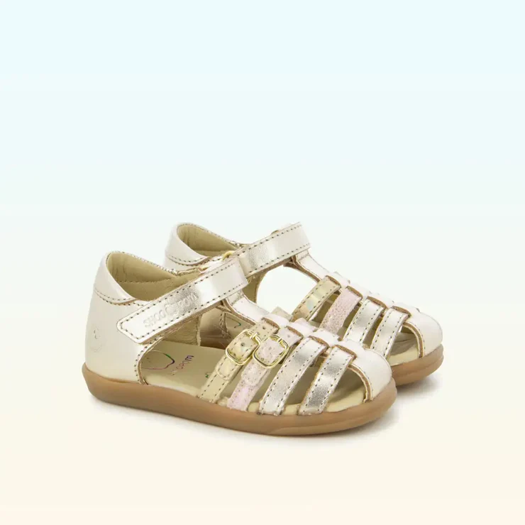 Sandales enfants Shoopom PIKA SPART Cuir Métallisé doré